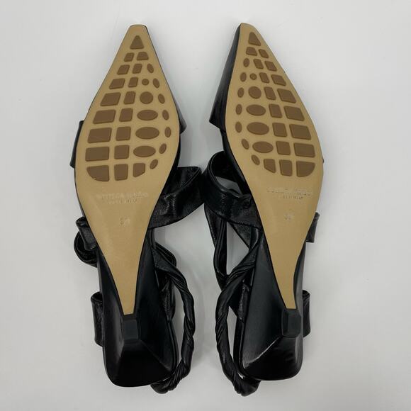 Bottega Veneta | BV Point Leather Slingback Sandals Black Crinkle Finish 39 / 9 - Picture 11 of 15